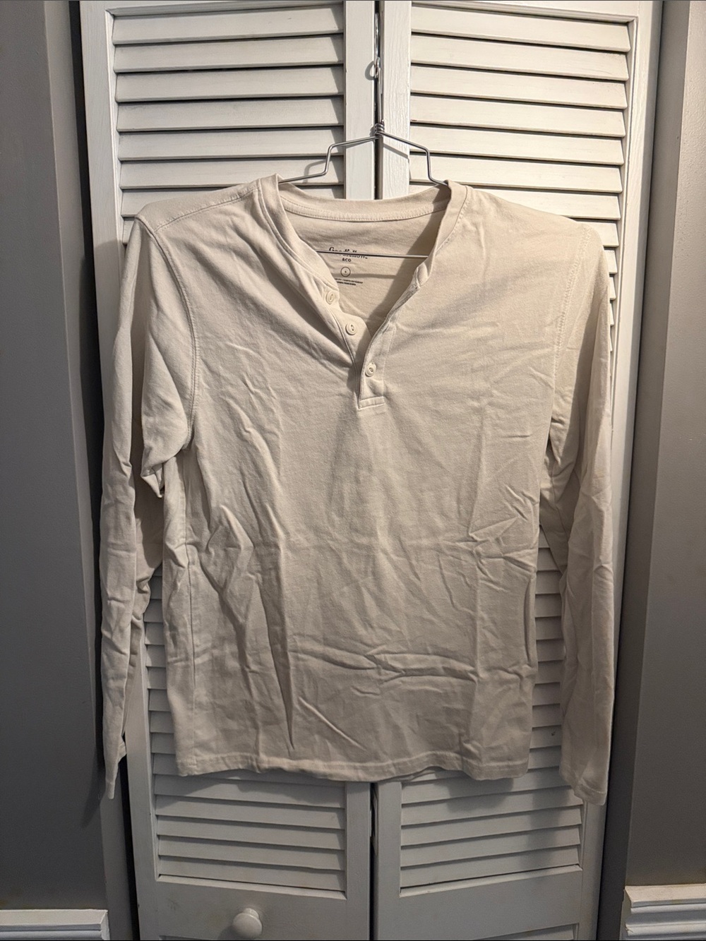 Goodfellow & Co Cream Long-Sleeve Henley Shirt